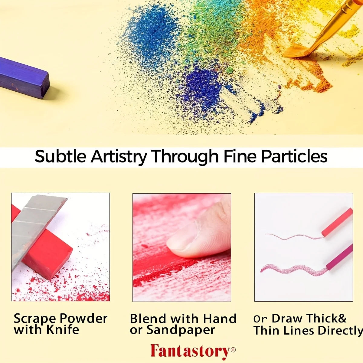 72 Colors Long Soft Chalk Pastels Set, Non-Toxic