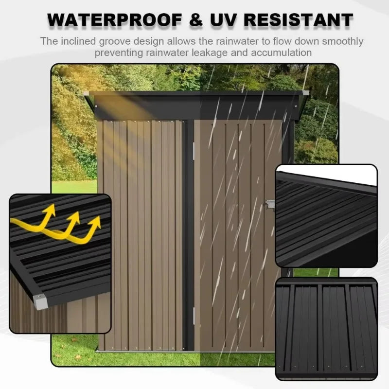 Metal Outdoor Storage Shed 5 x 3 FT  Lockable Door,