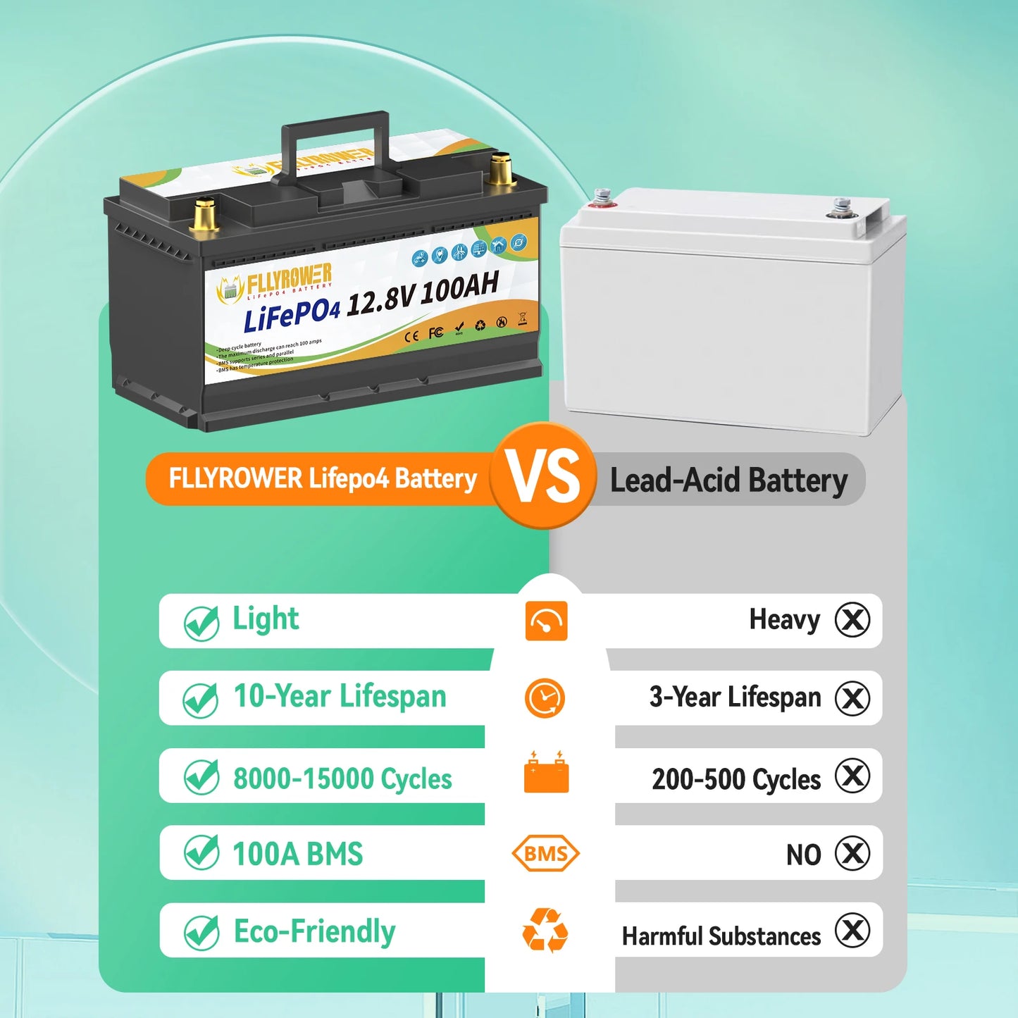 12V 100Ah LiFePo4 Lithium Battery Pack 100A BMS