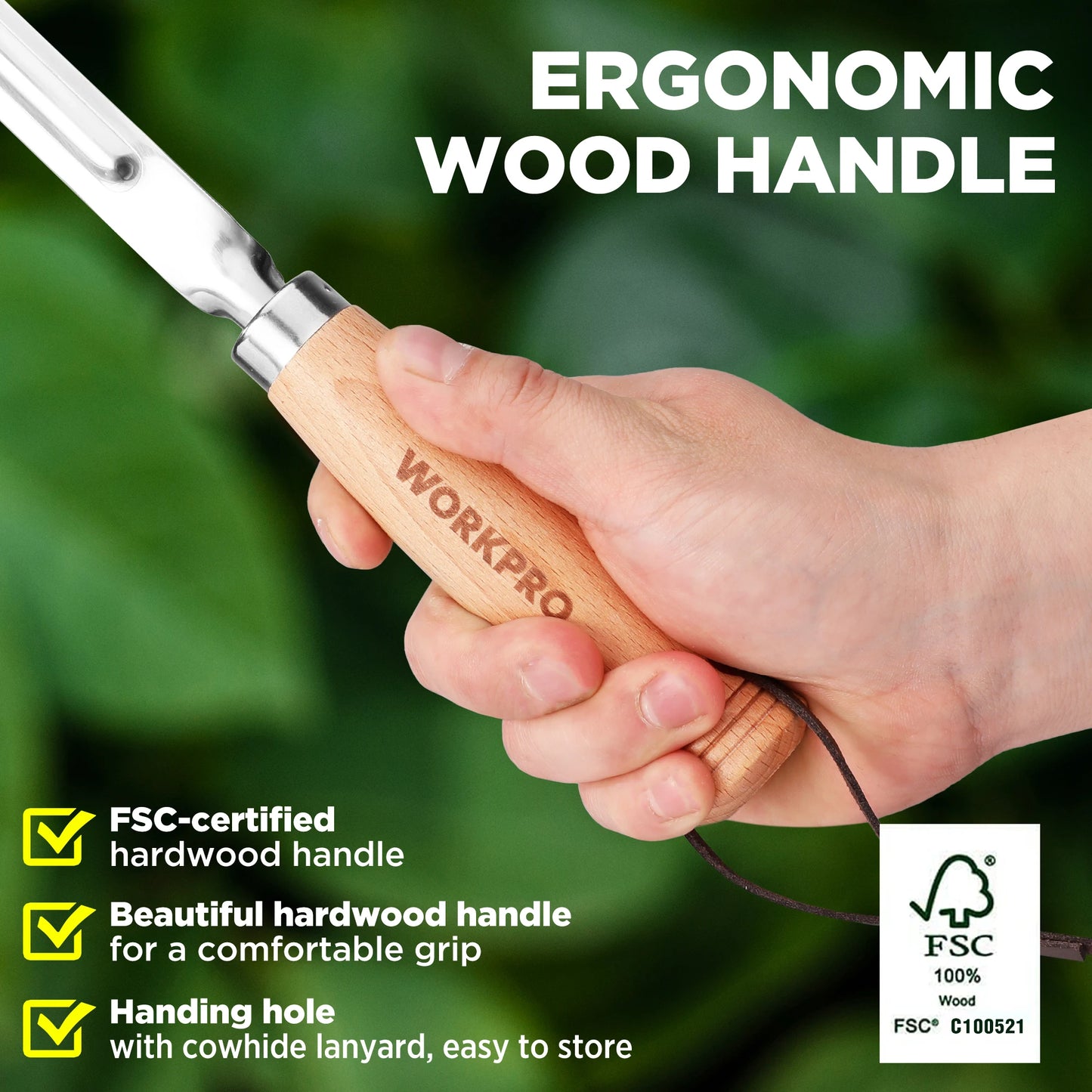 Garden Tool Set 3 Pcs with Wood Handle,