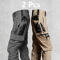 2Pcs  Men's Tactical Casual Cargo Pants, Waterproof, Multi-pocket and Wear-Resistant