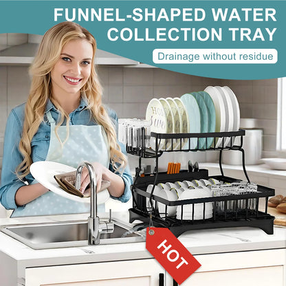 2-Tier Stainless Steel Foldable Dish Racks ,