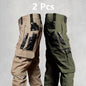 2Pcs  Men's Tactical Casual Cargo Pants, Waterproof, Multi-pocket and Wear-Resistant
