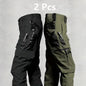 2Pcs  Men's Tactical Casual Cargo Pants, Waterproof, Multi-pocket and Wear-Resistant