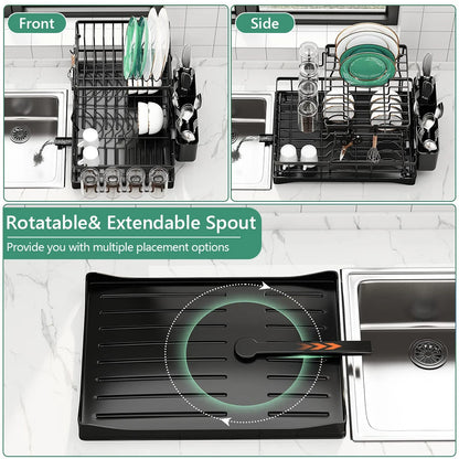 2-Tier Stainless Steel Foldable Dish Racks ,