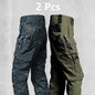2Pcs  Men's Tactical Casual Cargo Pants, Waterproof, Multi-pocket and Wear-Resistant