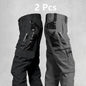 2Pcs  Men's Tactical Casual Cargo Pants, Waterproof, Multi-pocket and Wear-Resistant