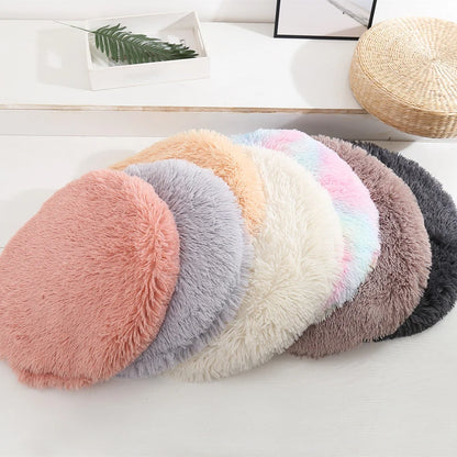 Plush Round Cat/Small Dog Bed Soft Fleece Nest
