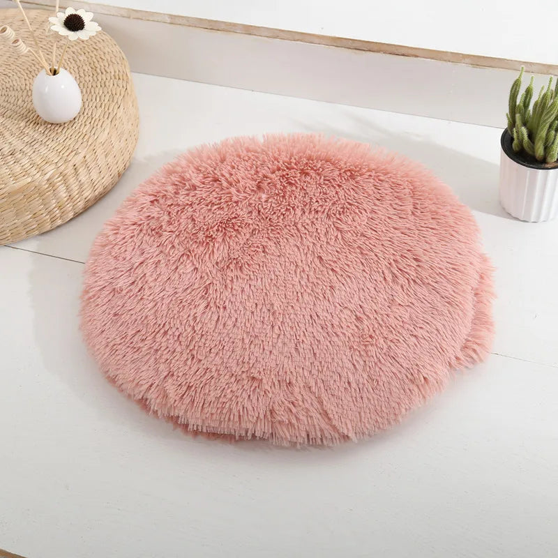 Plush Round Cat/Small Dog Bed Soft Fleece Nest