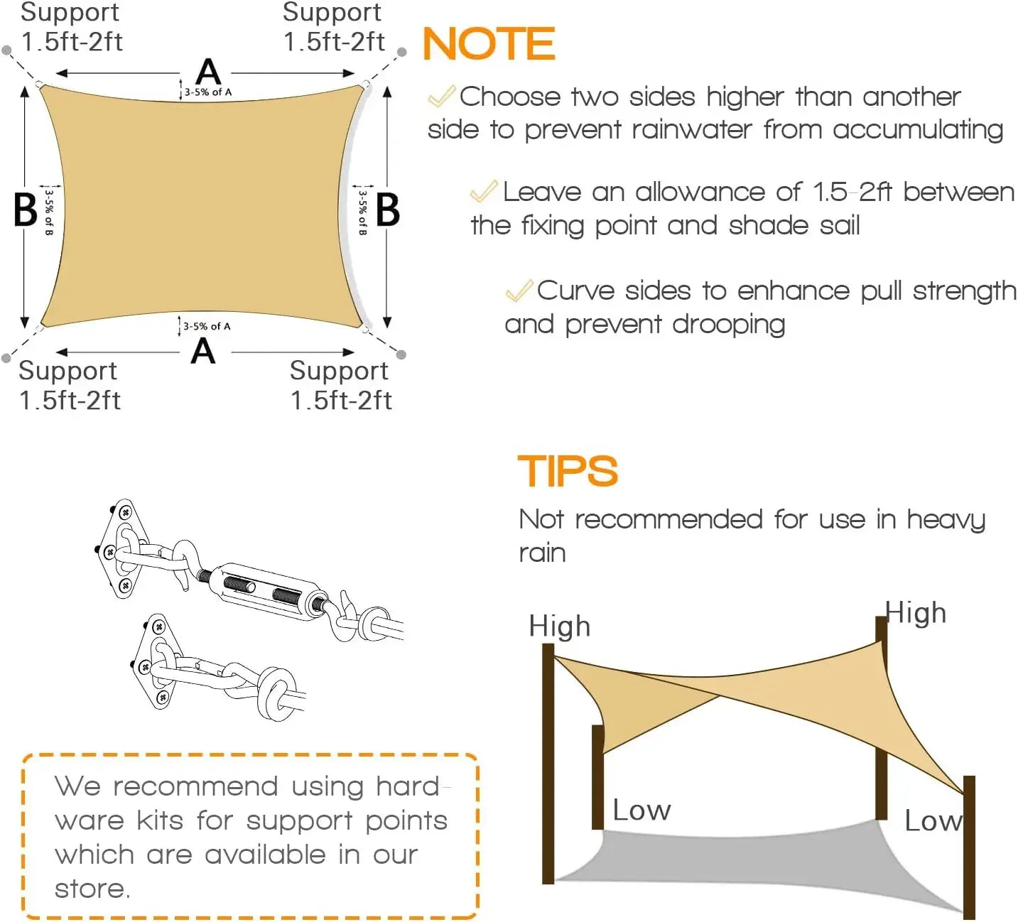 NEW Sun Shade Sail 95% UV Block 16'X20' Curved Edge Shade Canopy