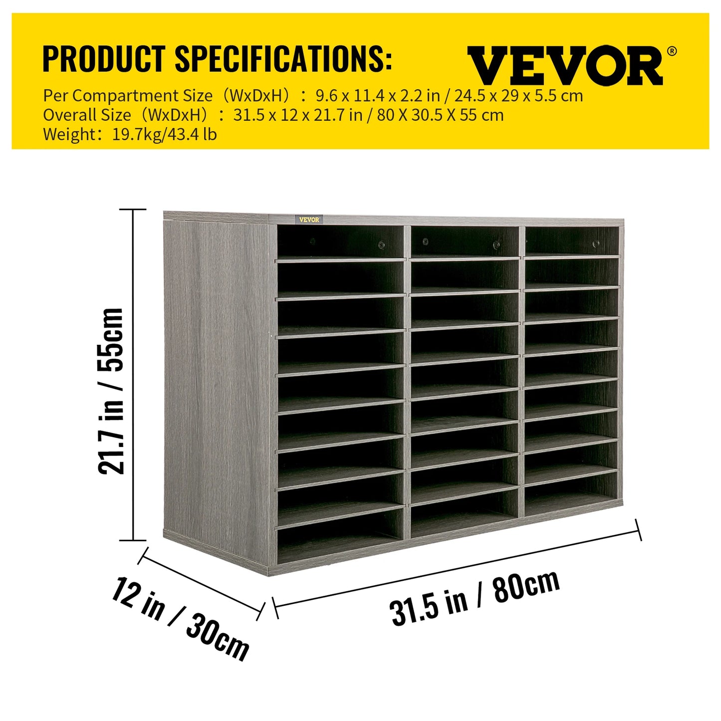 Wooden Literature Organizers 5/12 Compartments Office Mailbox w/ Adjustable Shelves