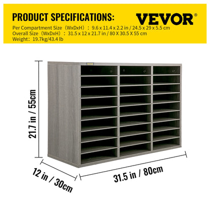 Wooden Literature Organizers 5/12 Compartments Office Mailbox w/ Adjustable Shelves