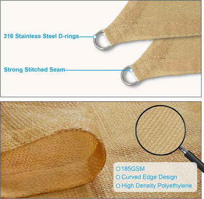 NEW Sun Shade Sail 95% UV Block 16'X20' Curved Edge Shade Canopy