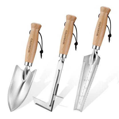 Garden Tool Set 3 Pcs with Wood Handle,