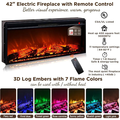 Fireplace TV Stand for up-to-80 TV, Farmhouse 36" Tall Entertainment Center with 42" Electric Fireplace, Rustic Media Console wi