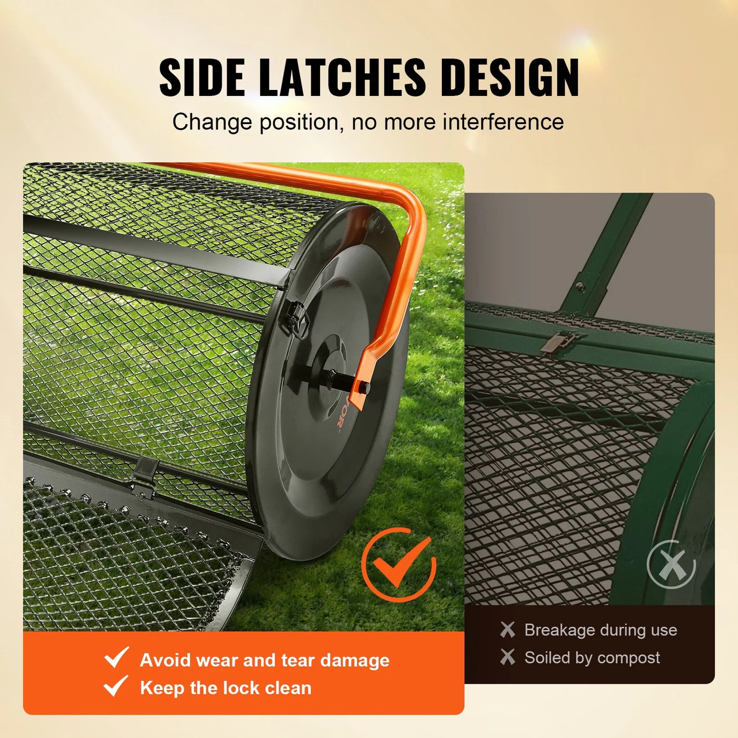 VEVOR 24" wide Compost Spreader With Adjustable Handle