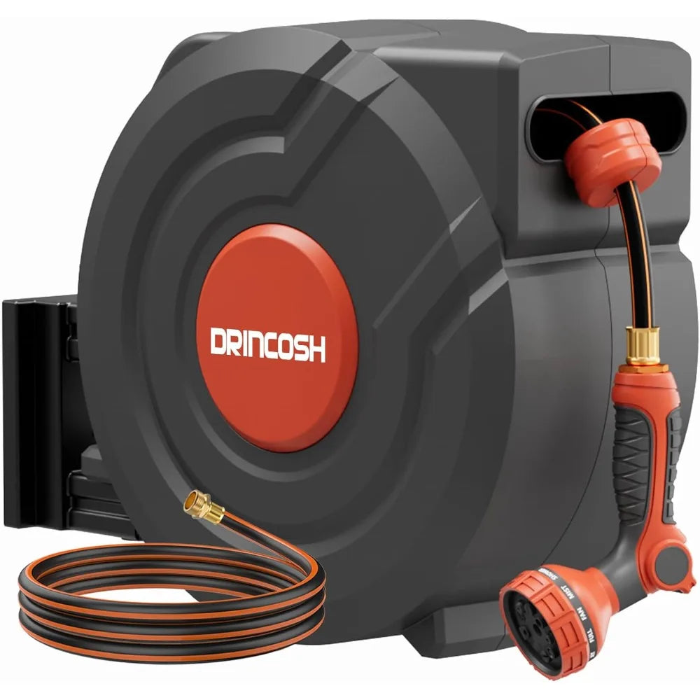 3rd Generation Retractable Garden Hose 130 ft x 1/2 inch Heavy Duty Wall-Mounted Hose Reels for Outside 180°