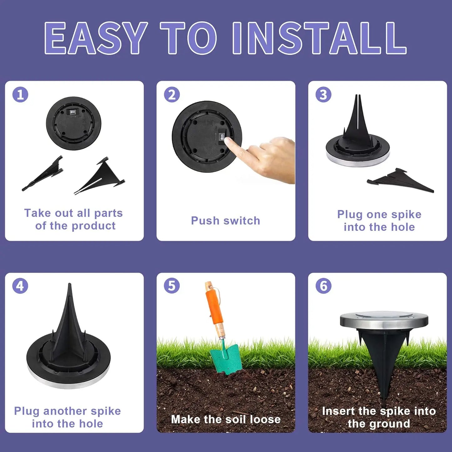 8 LED Solar Landscape Lighting for Pathway (Cool/Warm White)