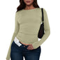 Cotton O Neck Long Sleeve Shirt Women Various Colors