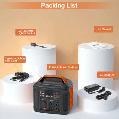 Portable Power Station, Solar Generator Quick Charge / 110V AC Outlets/DC Ports and LED Flashlight,