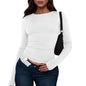 Cotton O Neck Long Sleeve Shirt Women Various Colors