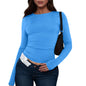 Cotton O Neck Long Sleeve Shirt Women Various Colors