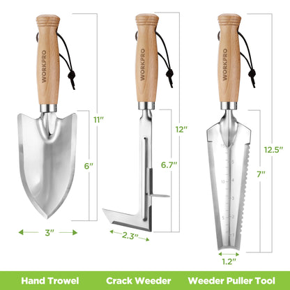 Garden Tool Set 3 Pcs with Wood Handle,