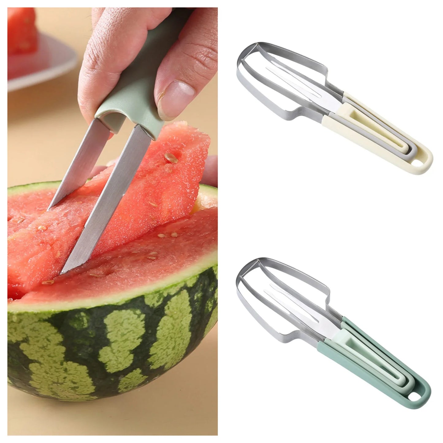 Stainless Steel Watermelon Fork, Slicer And Cutter