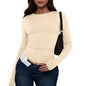 Cotton O Neck Long Sleeve Shirt Women Various Colors