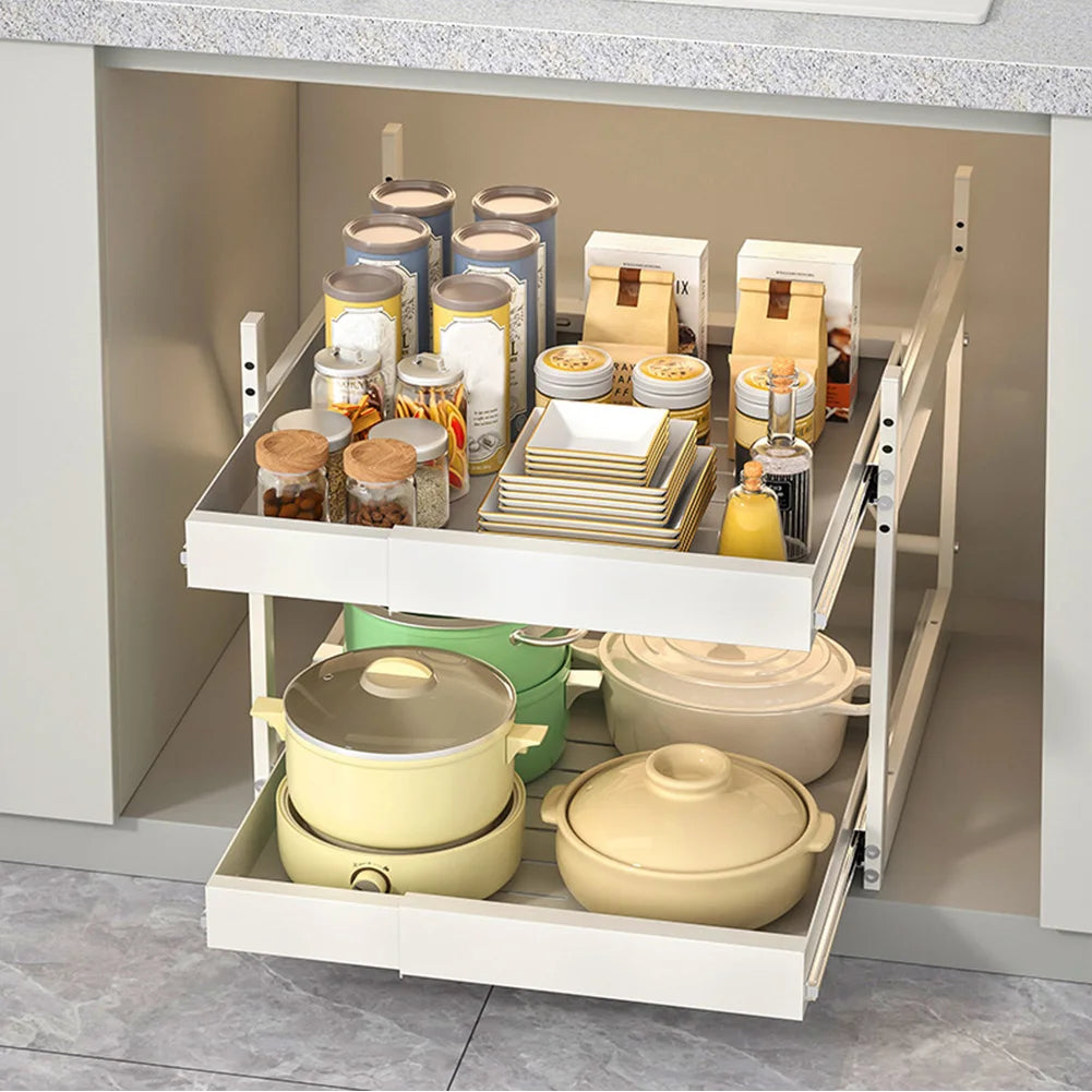 2 Tier Pull Out Cabinet Organizer Drawer for Multi-Use