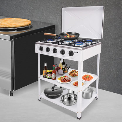 5-Burner Gas Stove: 2.5KW Power Efficient, Independent Control, Energy-Saving