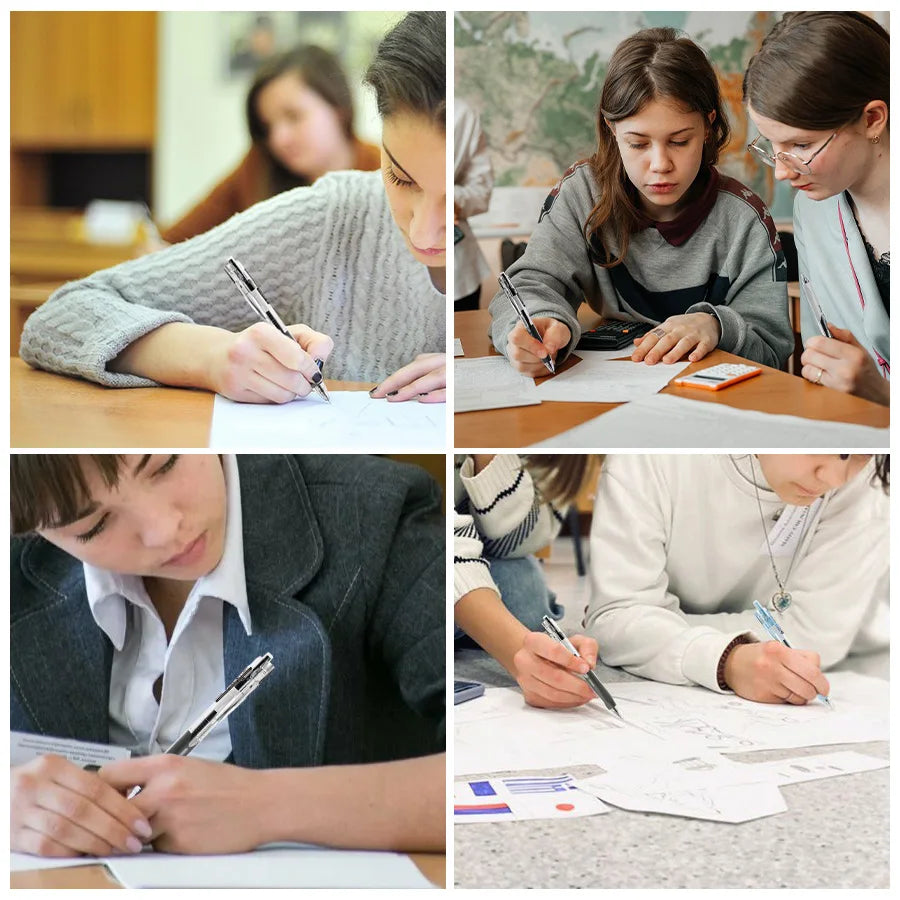 12 Retractable Gel Pens, 0.5mm Fine Tip, Quick Dry Ink, Non-slip, Smooth Writing