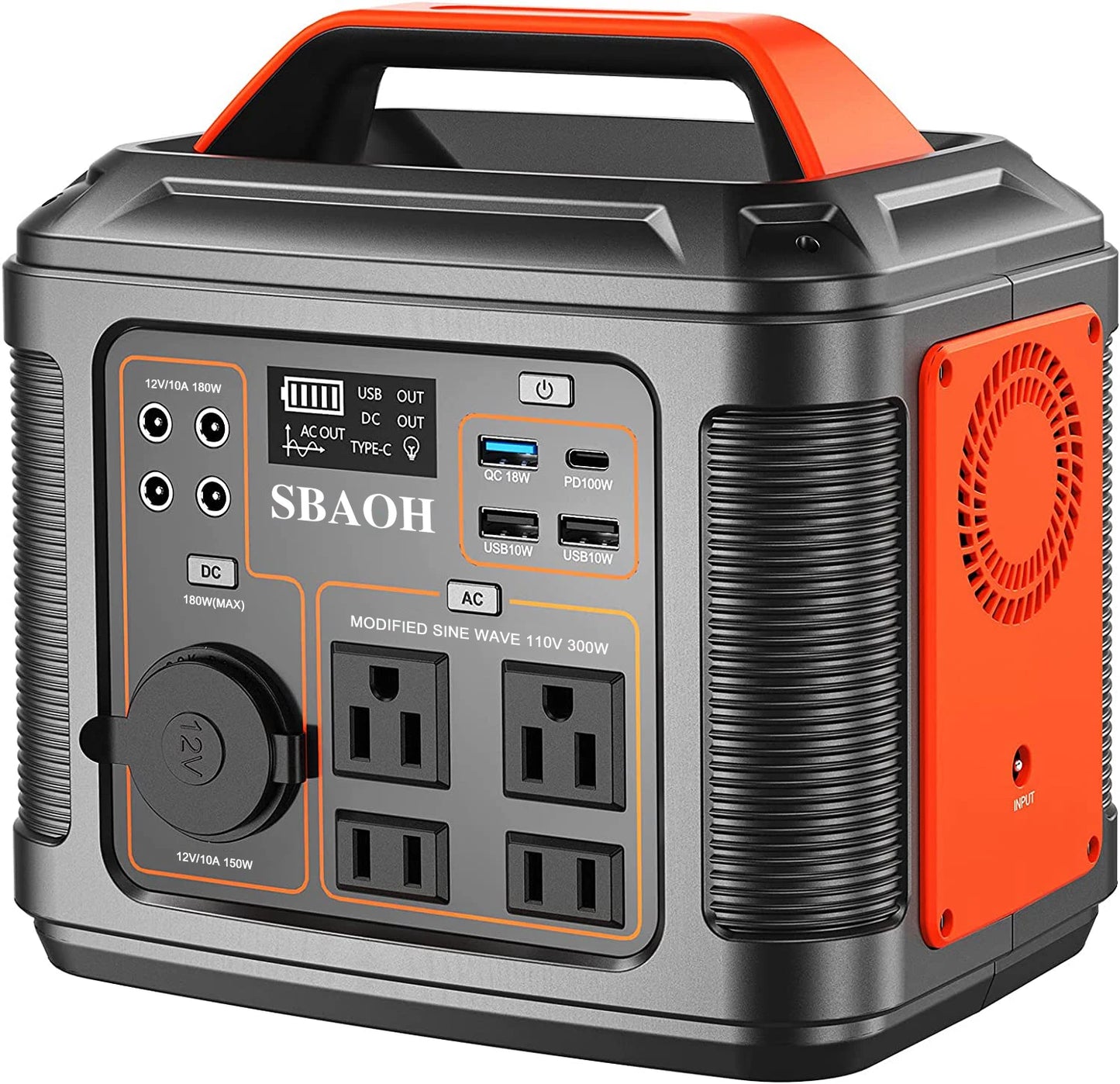 Portable Power Station, Solar Generator Quick Charge / 110V AC Outlets/DC Ports and LED Flashlight,