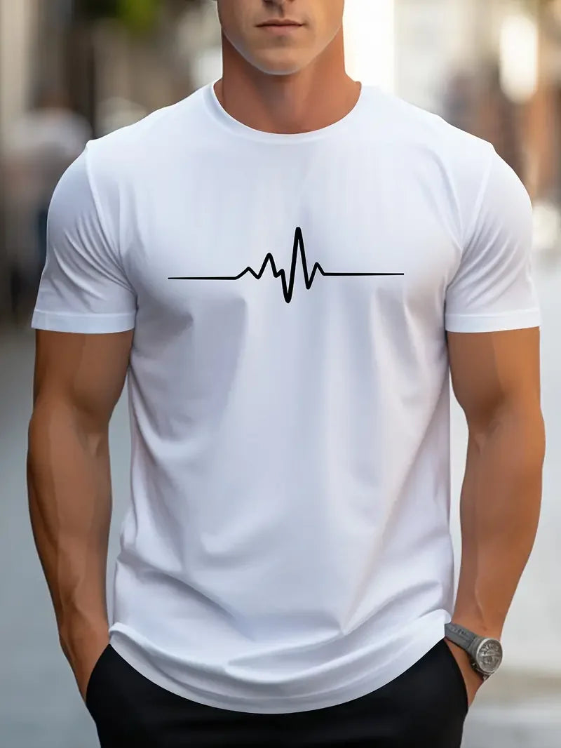 Men's Fashionable Crew Neck Short Sleeve Sports T-shirt, Comfortable And Versatile