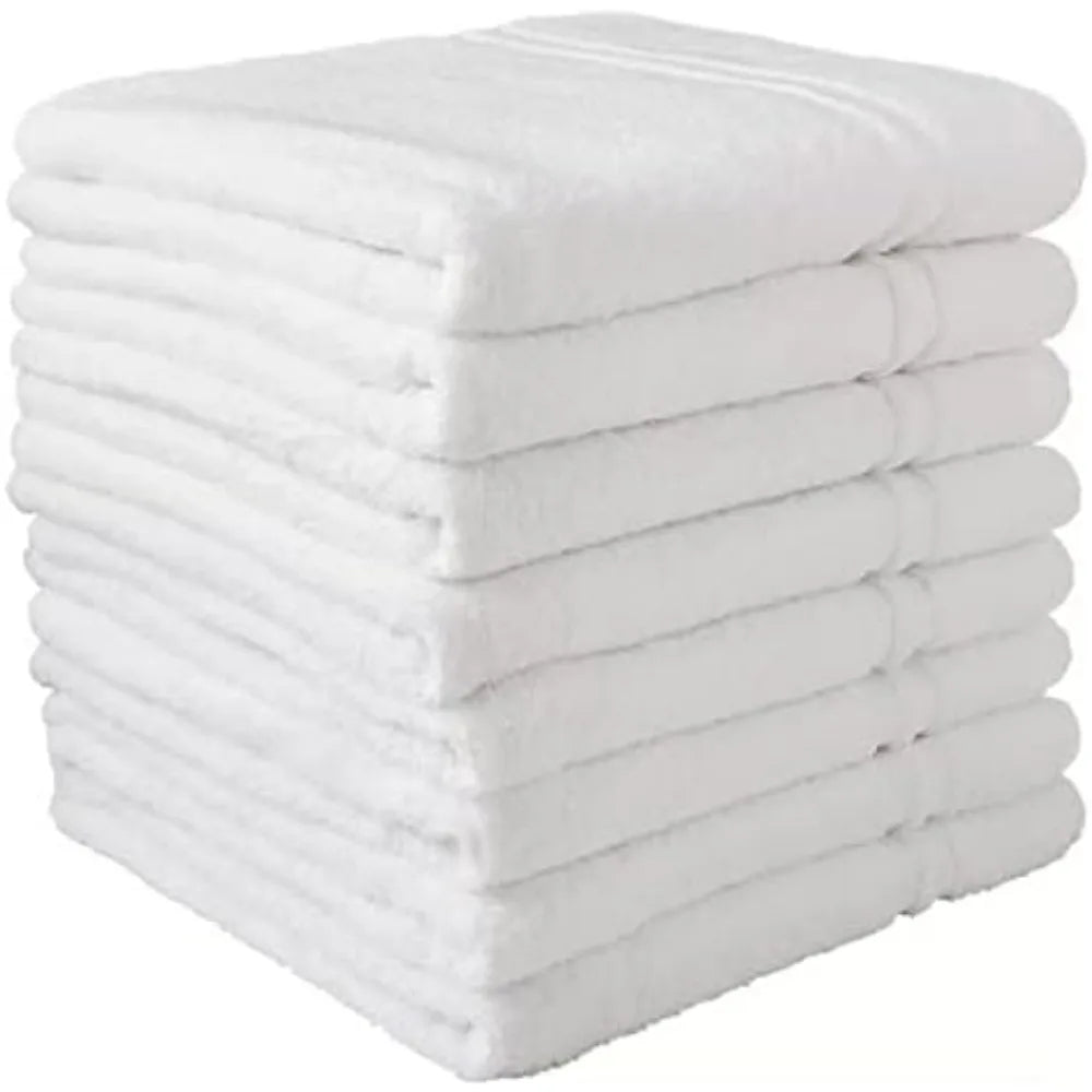 Hospitality Set of 8 White Bath Towels 24"x 50"