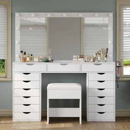 Vanity Desk With Mirror, Lights and Drawers
,