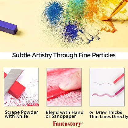 72 Colors Long Soft Chalk Pastels Set, Non-Toxic