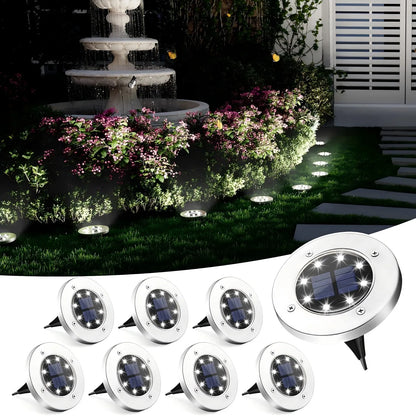 8 LED Solar Landscape Lighting for Pathway (Cool/Warm White)