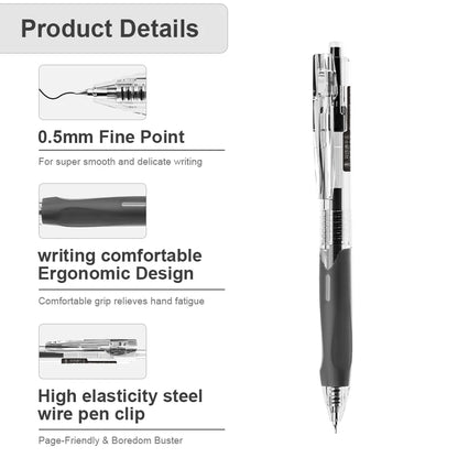 12 Retractable Gel Pens, 0.5mm Fine Tip, Quick Dry Ink, Non-slip, Smooth Writing