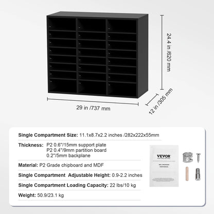 Wooden Literature Organizers 5/12 Compartments Office Mailbox w/ Adjustable Shelves