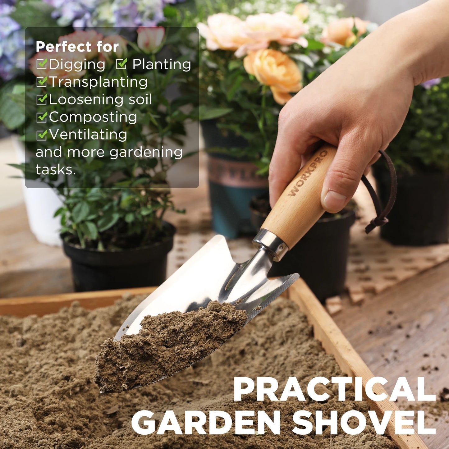 Garden Tool Set 3 Pcs with Wood Handle,