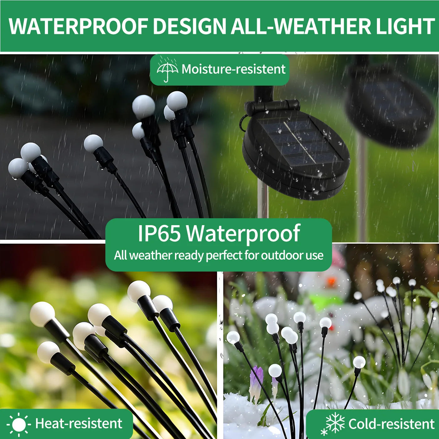 8-Head Solar Firefly Lights LED Solar.  Waterproof