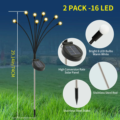 8-Head Solar Firefly Lights LED Solar.  Waterproof