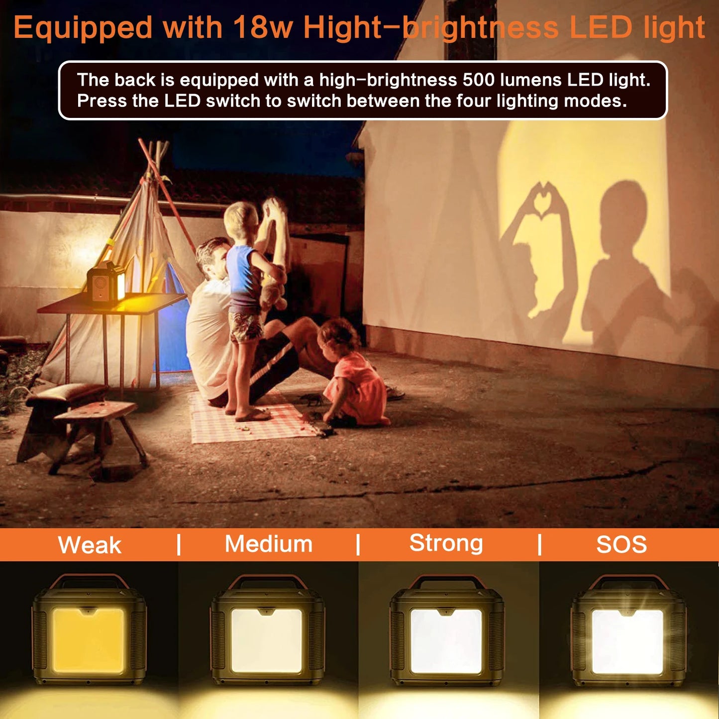 Portable Power Station, Solar Generator Quick Charge / 110V AC Outlets/DC Ports and LED Flashlight,