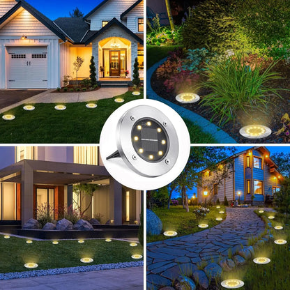 8 LED Solar Landscape Lighting for Pathway (Cool/Warm White)