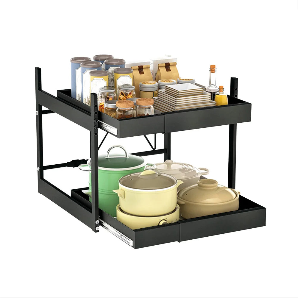 2 Tier Pull Out Cabinet Organizer Drawer for Multi-Use