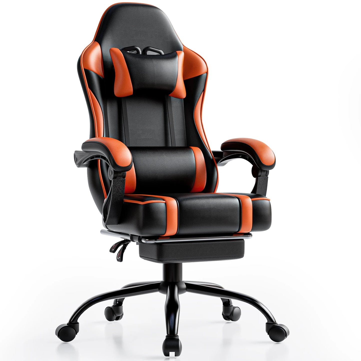 PU Leather Video Gaming Chair with Footrest, Reclining