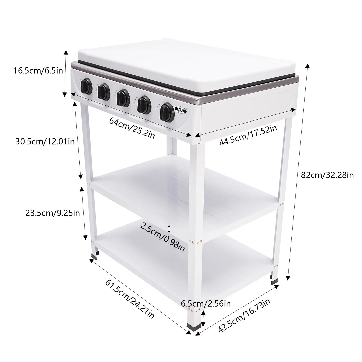 5-Burner Gas Stove: 2.5KW Power Efficient, Independent Control, Energy-Saving
