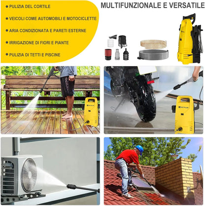 Electric High Pressure Washer 1600W,120bar,380l/h Adjustable Lance from 0 to 180°,7m Flexible Hose,