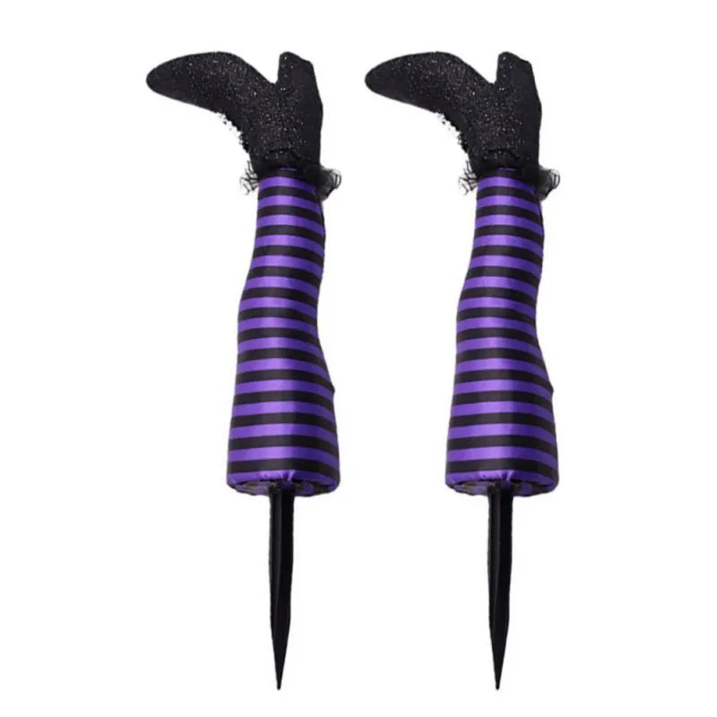 2pcs Halloween Evil Witch Legs Props Upside Down Wizard Feet with Boot Stake Ornament Decoration for Front Yard Lawn 2024